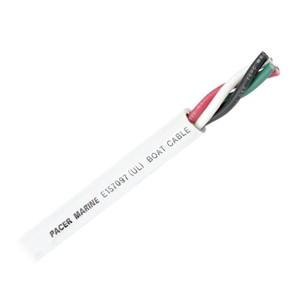 Pacer Group Pacer Round 4 Conductor Cable - 100&#39; - 14/4 AWG - Black, Green, Red &amp; White WR14/4-100
